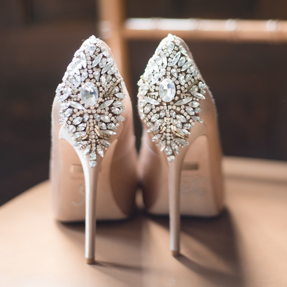 Badgley Mischka Kiara Rhinestone Peep Toe Pumps